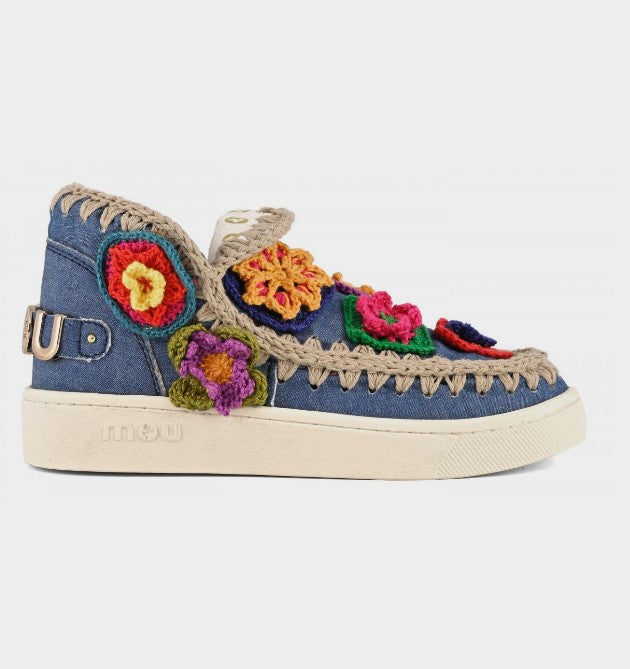 MOU Boot Summer eskimo sneaker crochet flowers, Häkelblümchen, ungefüttert