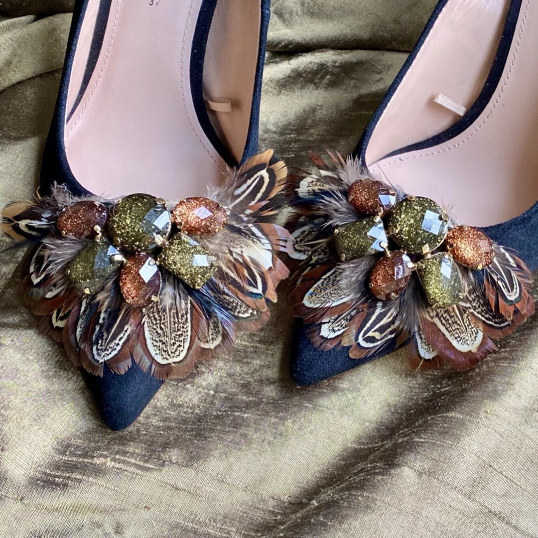 MAXIMONDÄN Schuhclips Feder Fächer, Farbe Braun