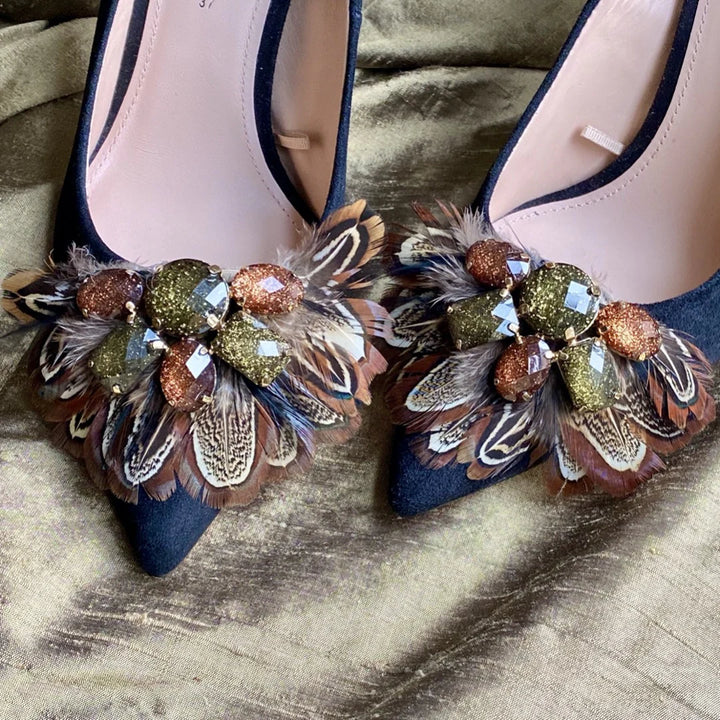 MAXIMONDÄN Schuhclips Feder Fächer, Farbe Braun