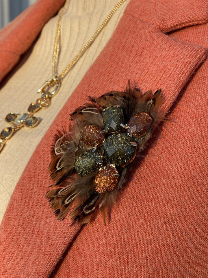 MAXIMONDÄN Schuhclips Feder Fächer, Farbe Braun
