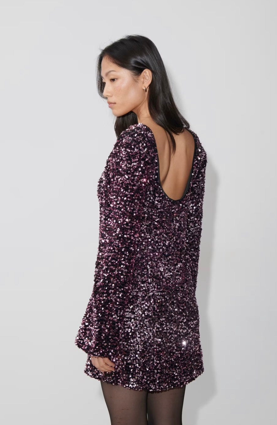 GINA TRICOT Kleid, kurz, Glitzer, Pink
