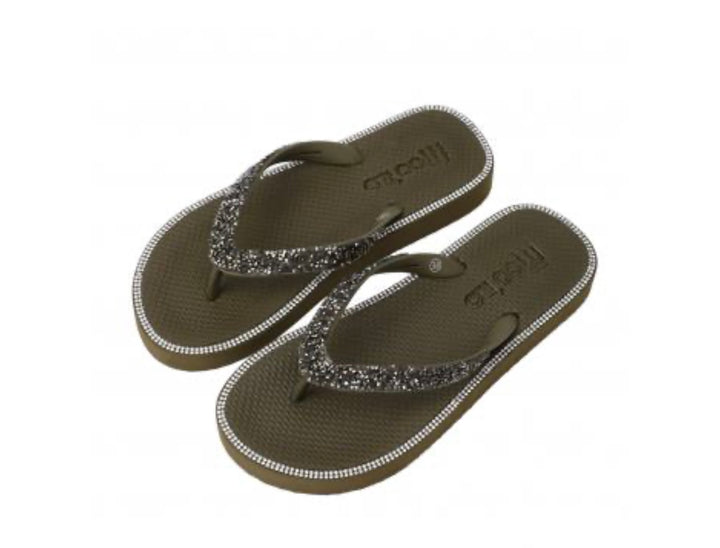 MOO'ILO Schuhe Flipis, Glitzerstreifen, KHAKI