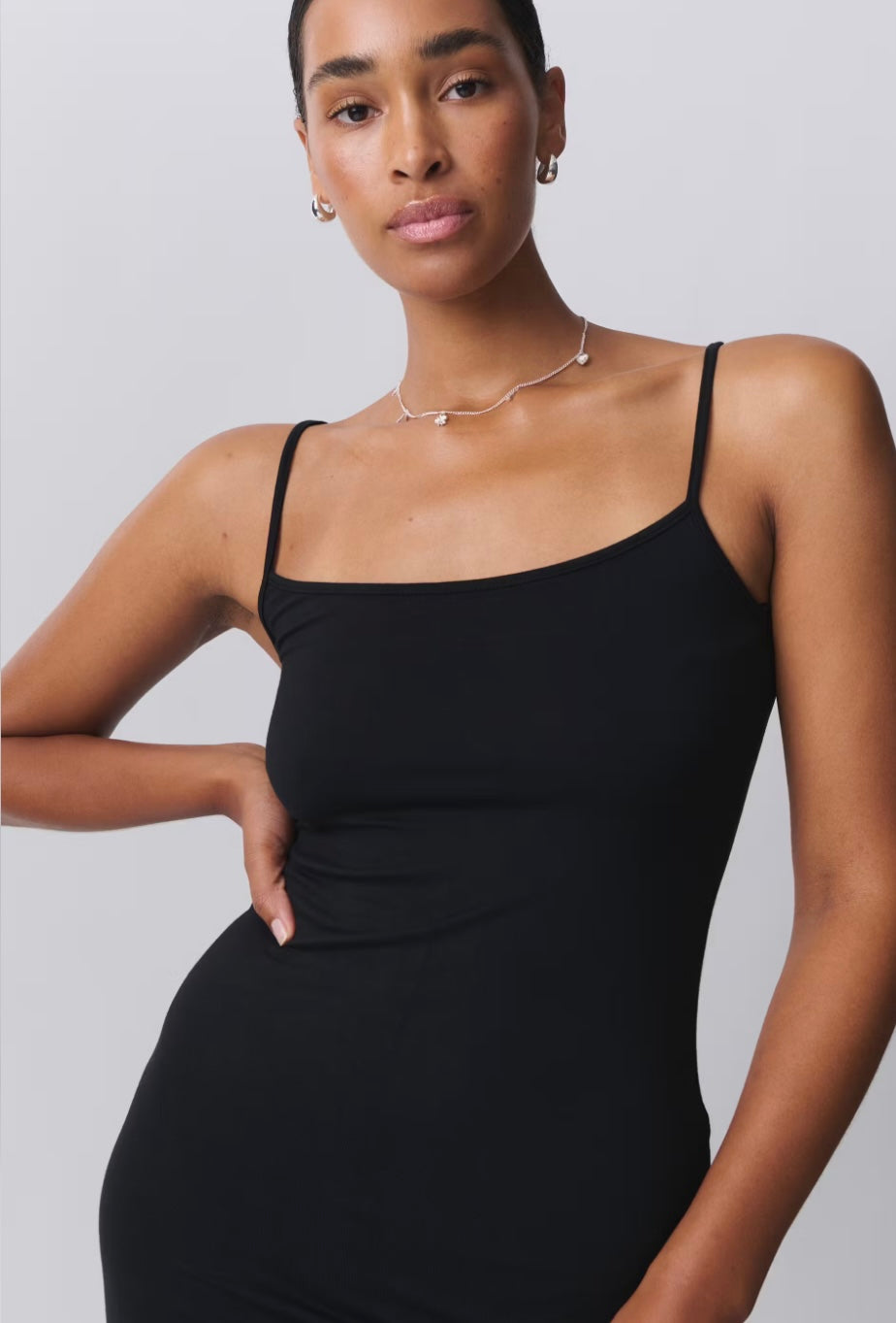 GINA TRICOT enges Kleid, lang, Schwarz
