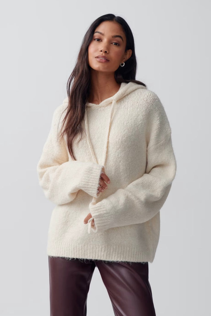 GINA TRICOT Knitted Hoodie Beige