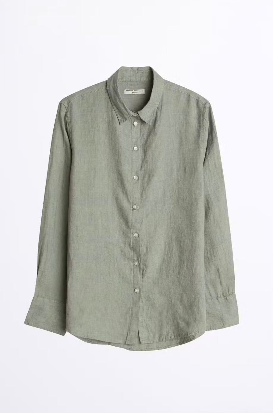 GINA TRICOT Leinenbluse Seagrass