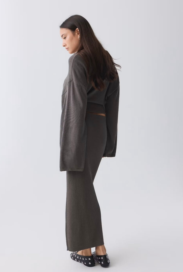 GINA TRICOT gestrickter Rock Beige/Grau