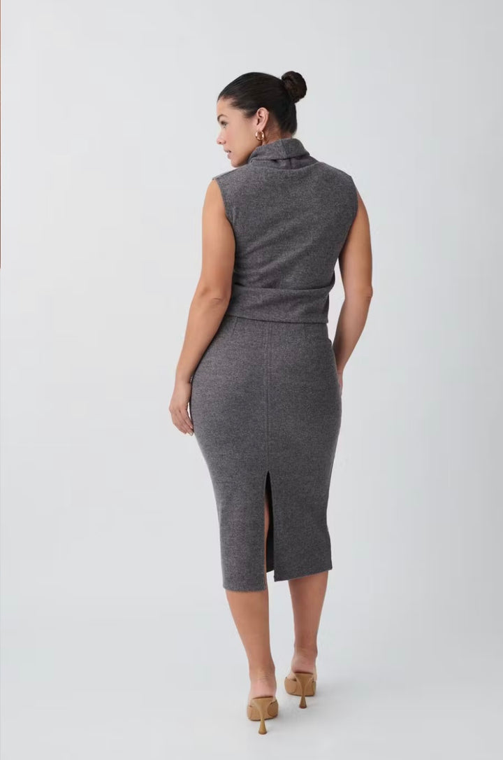 GINA TRICOT Rock mit Schlitz Beige/Grau