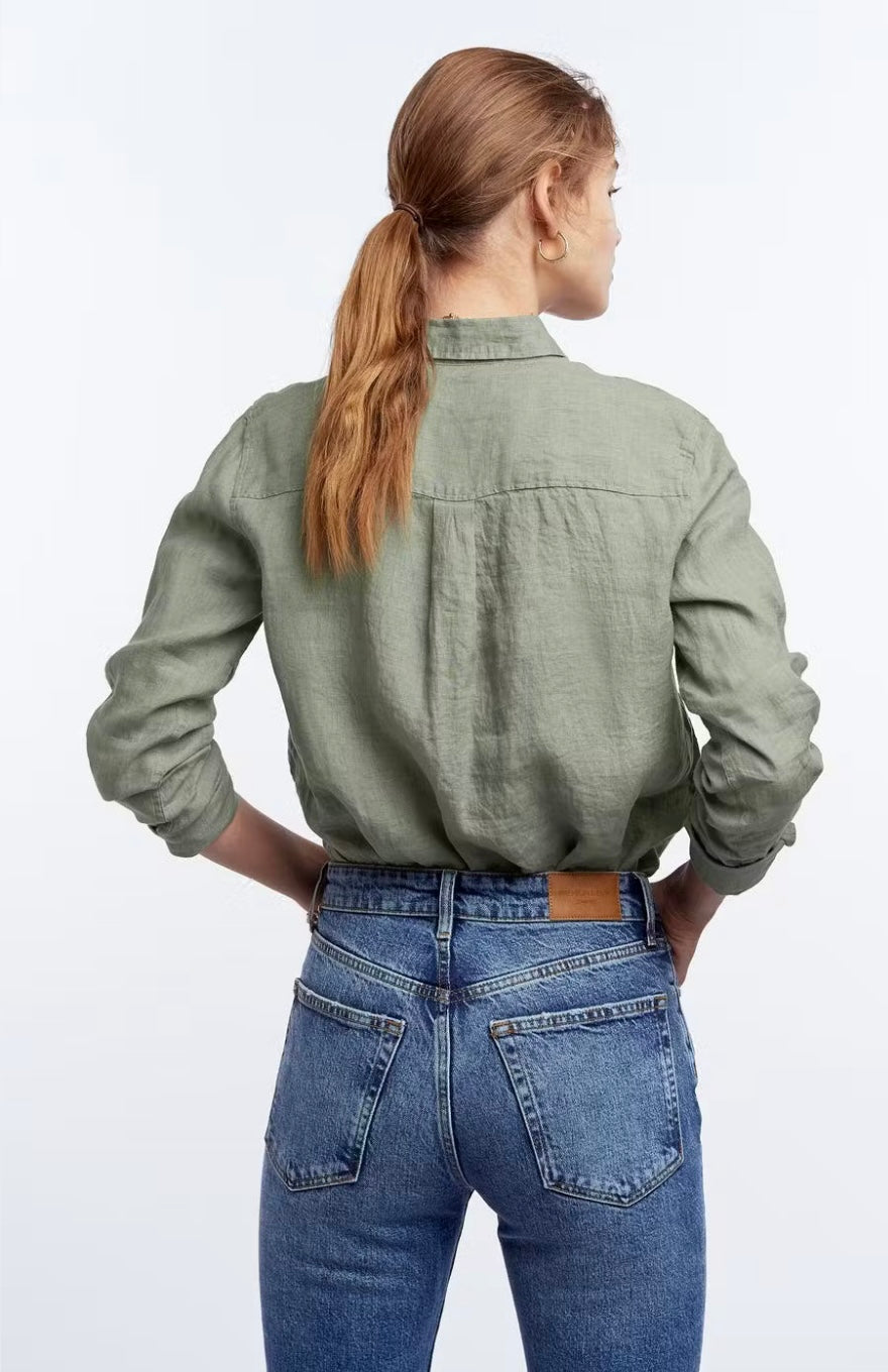 GINA TRICOT Leinenbluse Seagrass