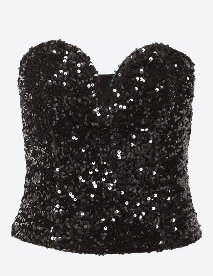 GINA TRICOT Bustier, Glitzer, Schwarz