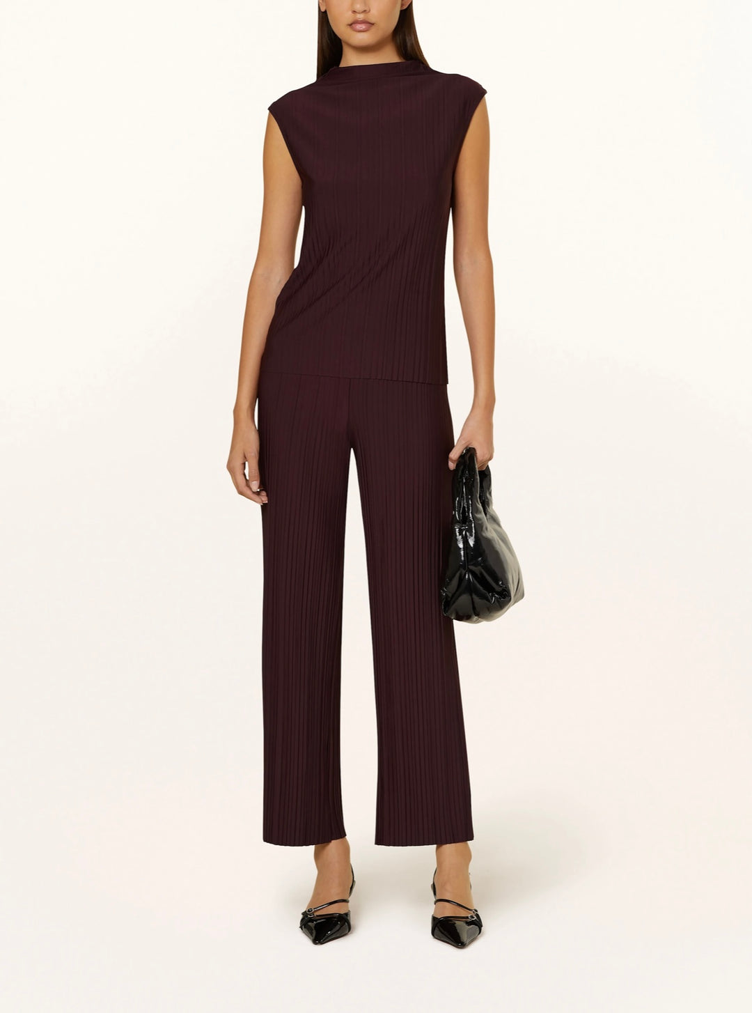 GINA TRICOT Plisse Top, Burgund