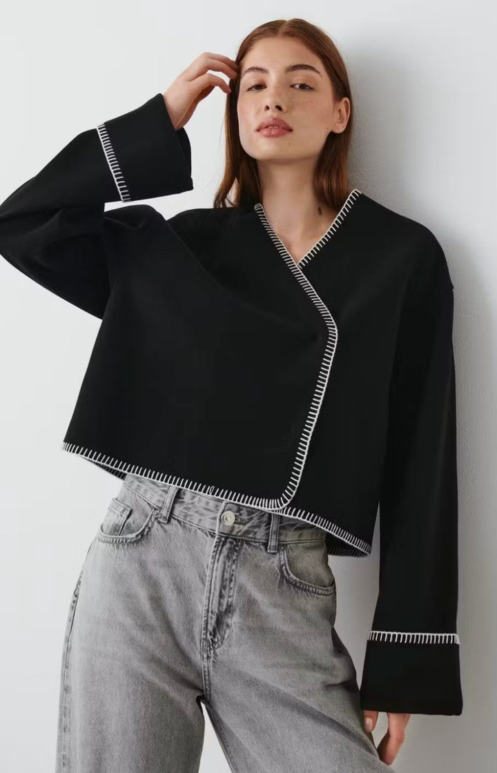 GINA TRICOT Jacke mit abgesetzter Naht, Schwarz