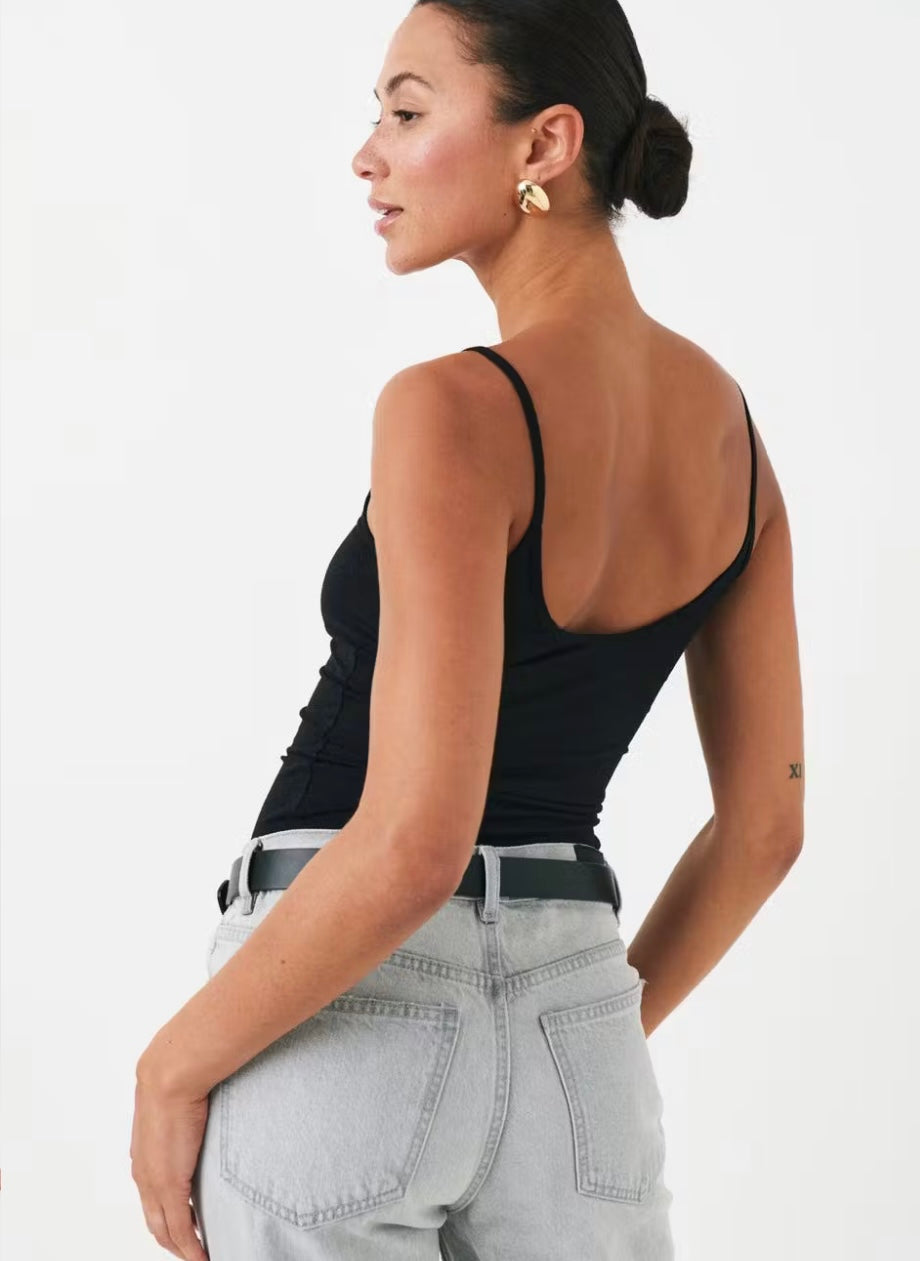 GINA TRICOT Basic Top, Schwarz