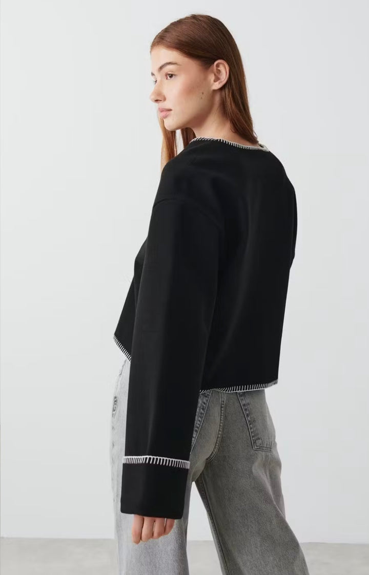GINA TRICOT Jacke mit abgesetzter Naht, Schwarz
