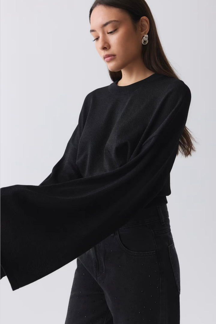 GINA TRICOT, T-Shirt, Langarm, Schwarz