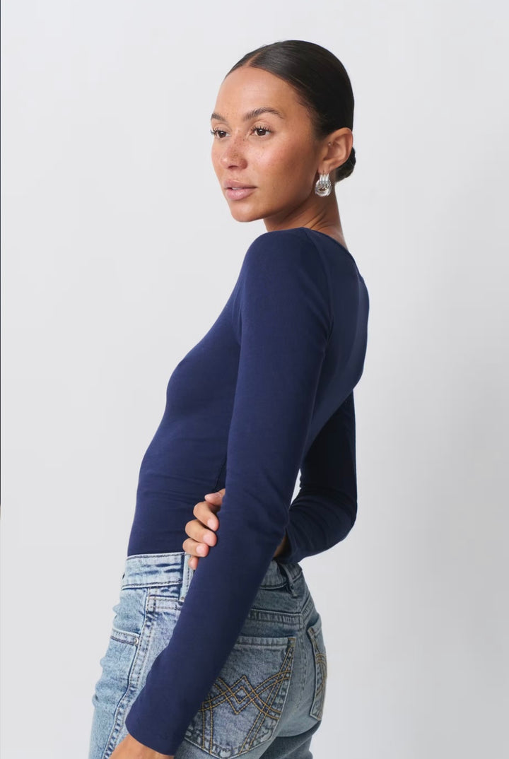 GINA TRICOT Basic Long Sleeve Blau