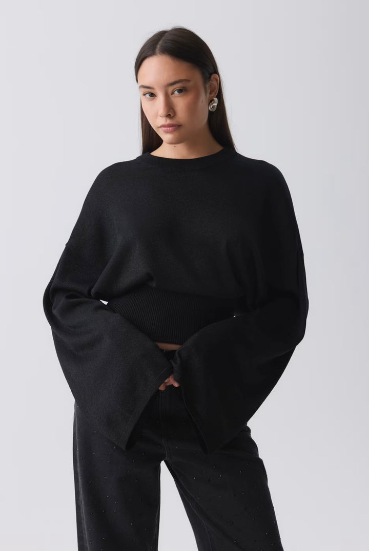 GINA TRICOT, T-Shirt, Langarm, Schwarz