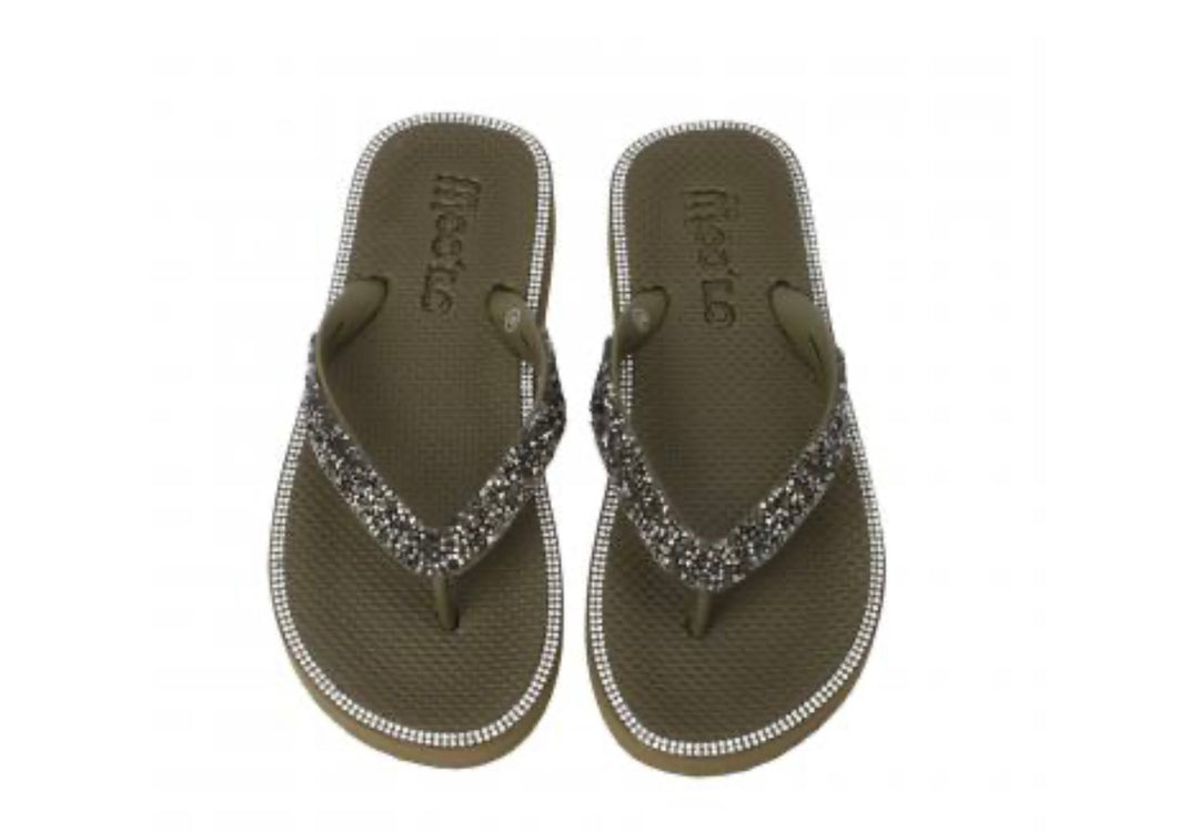 MOO'ILO Schuhe Flipis, Glitzerstreifen, KHAKI