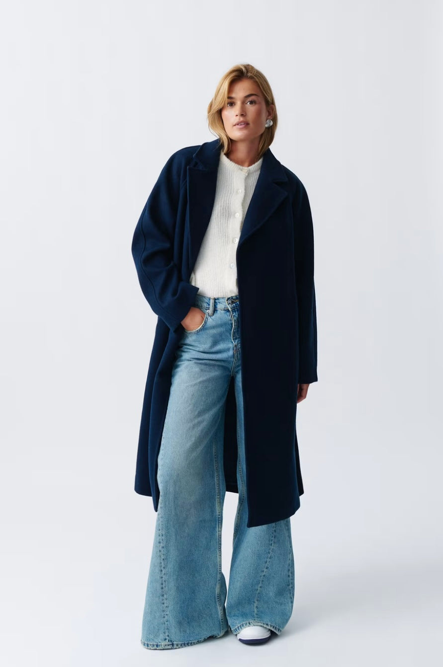GINA TRICOT Mantel, lang, Dunkelblau