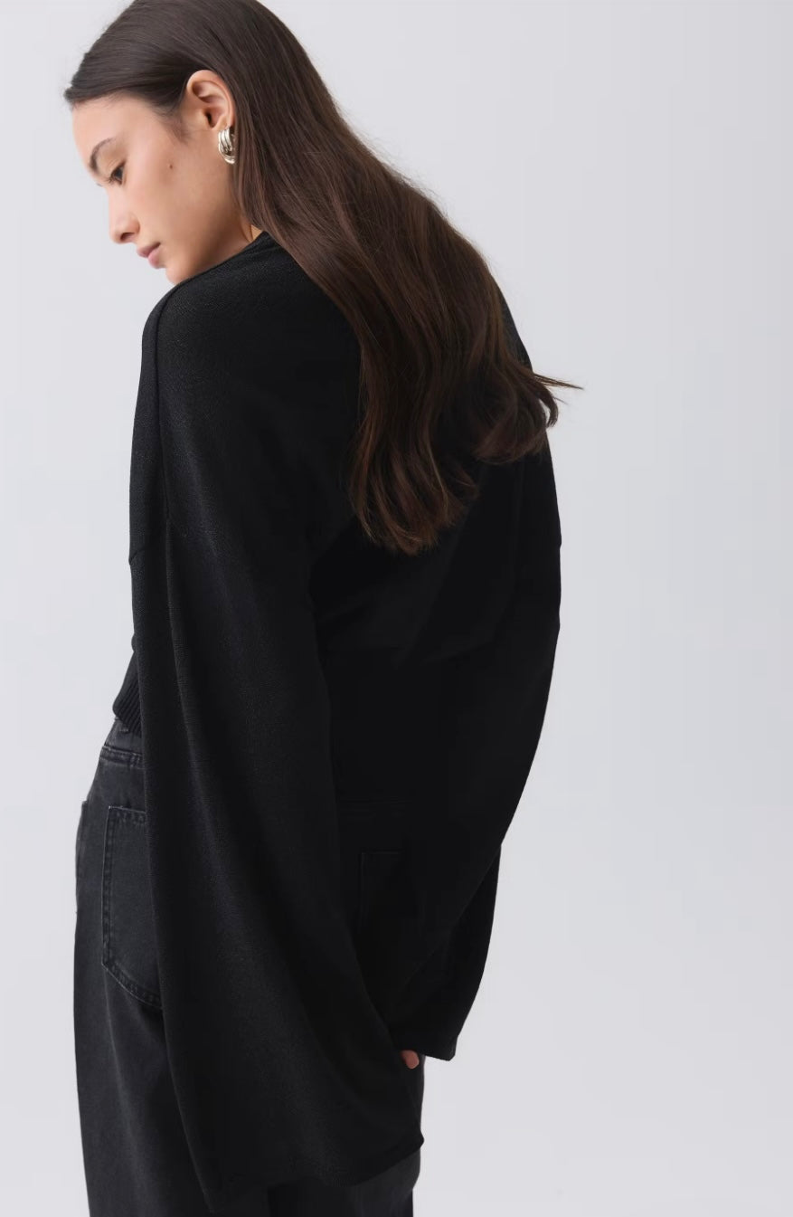 GINA TRICOT, T-Shirt, Langarm, Schwarz