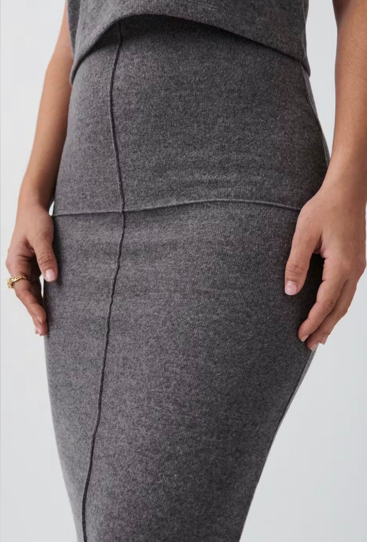 GINA TRICOT Rock mit Schlitz Beige/Grau
