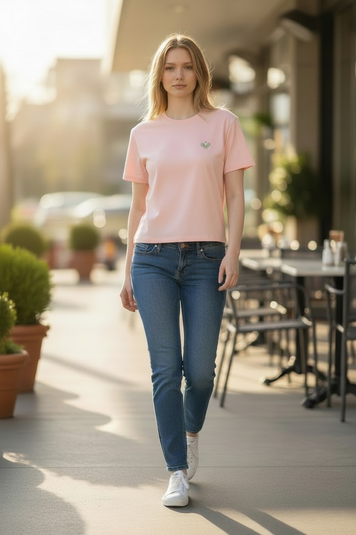 SMITH & SOUL T-Shirt, mit kleiner Stickerei, Tennisschläger, Farbe Powder Rosé