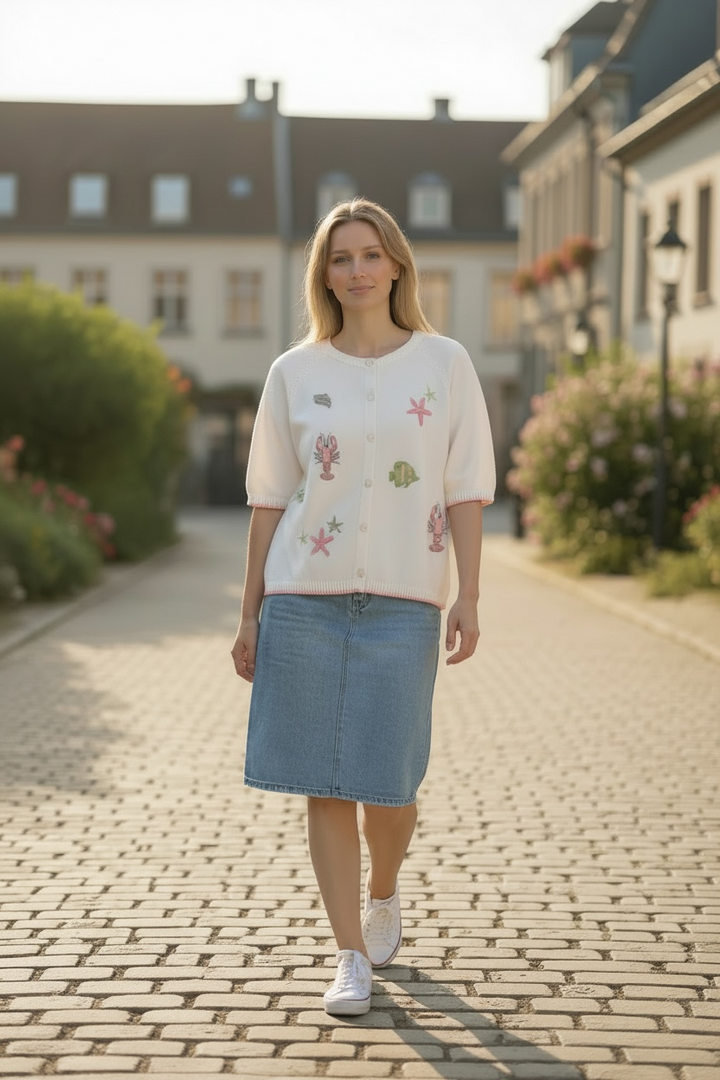 SMITH & SOUL Strickjacke Meerestiere Stickerei