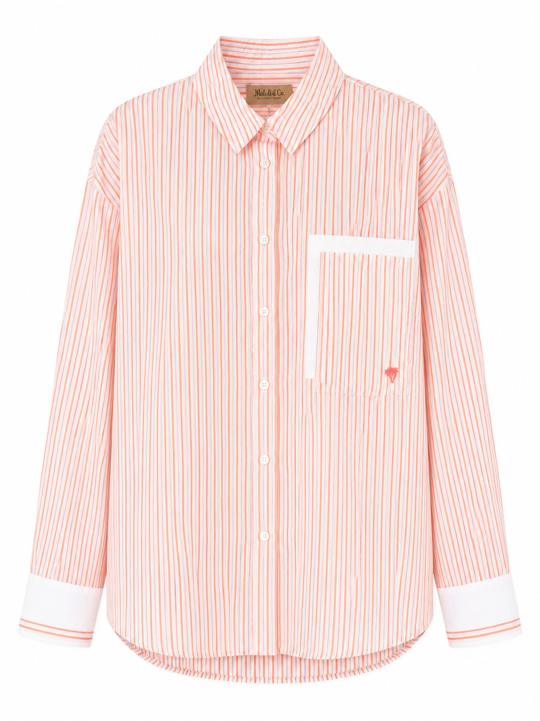 SMITH & SOUL Bluse Streifen, Neonorange/Weiß