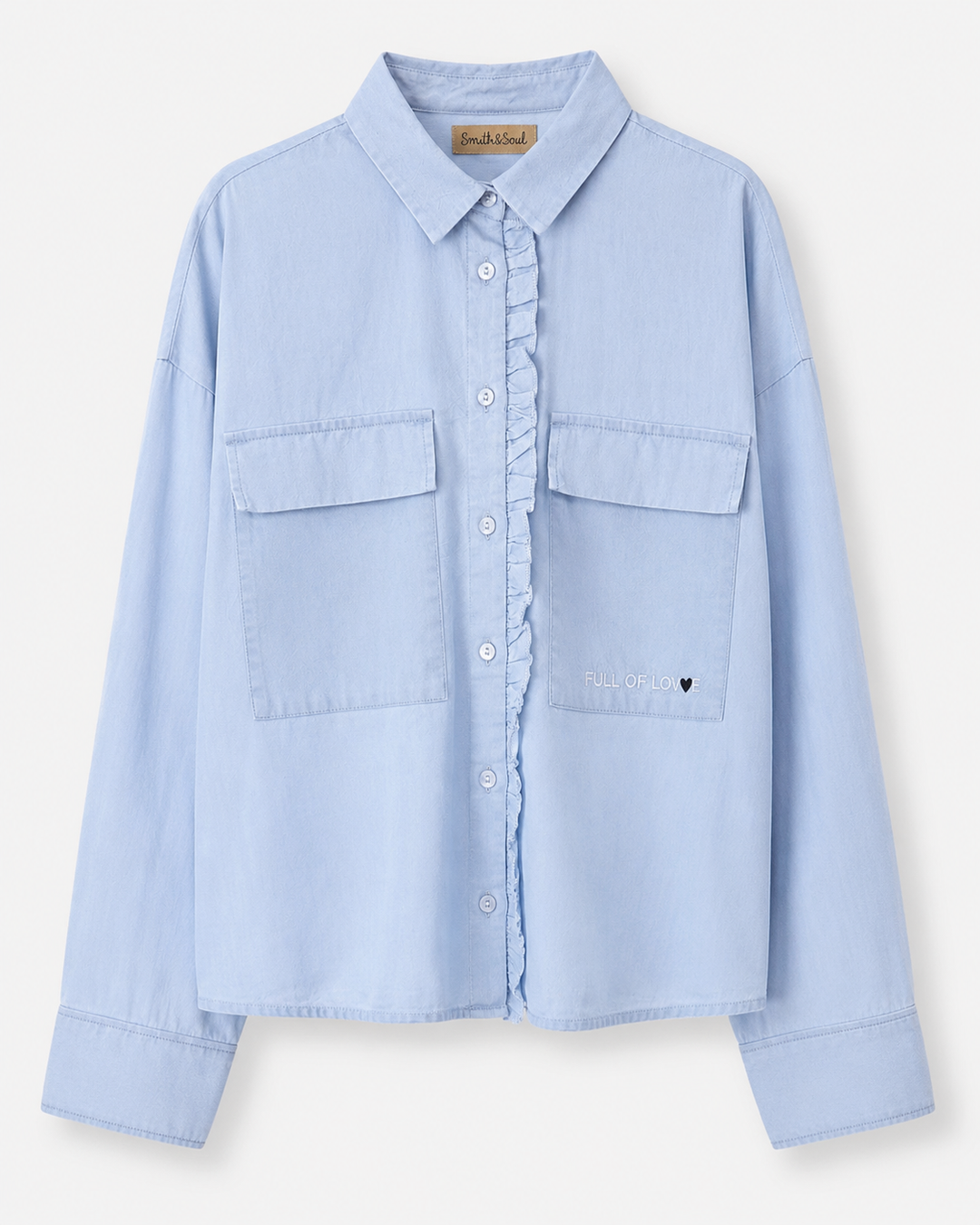 SMITH & SOUL Bluse Hellblau mit Rüschen