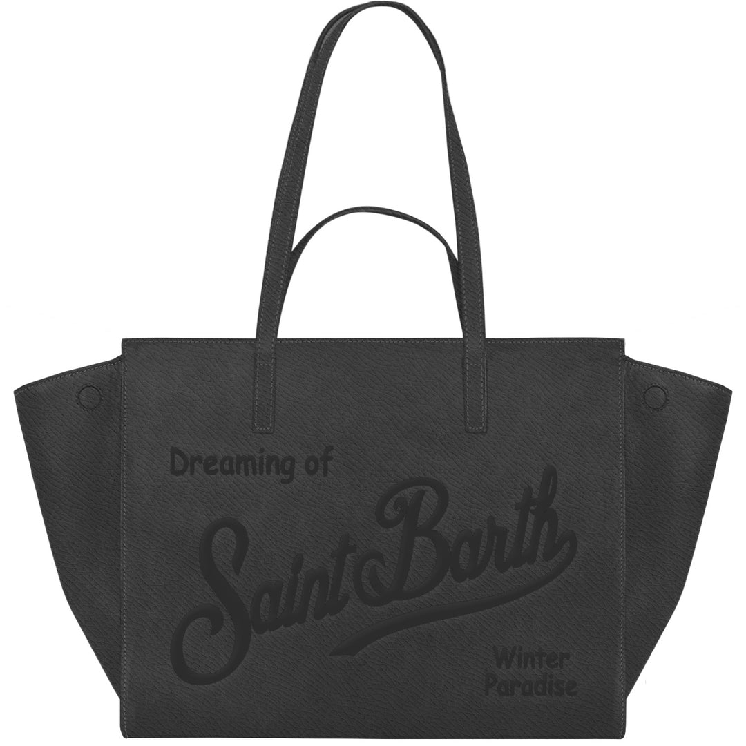 MC2 SAINT BARTH Tasche Saffiano Echtleder Tasche, Farbe Schwarz