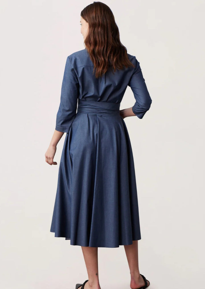 MARIANNA DERI Blusenkleid mit Bindegürtel, Farbe Jeans Blau