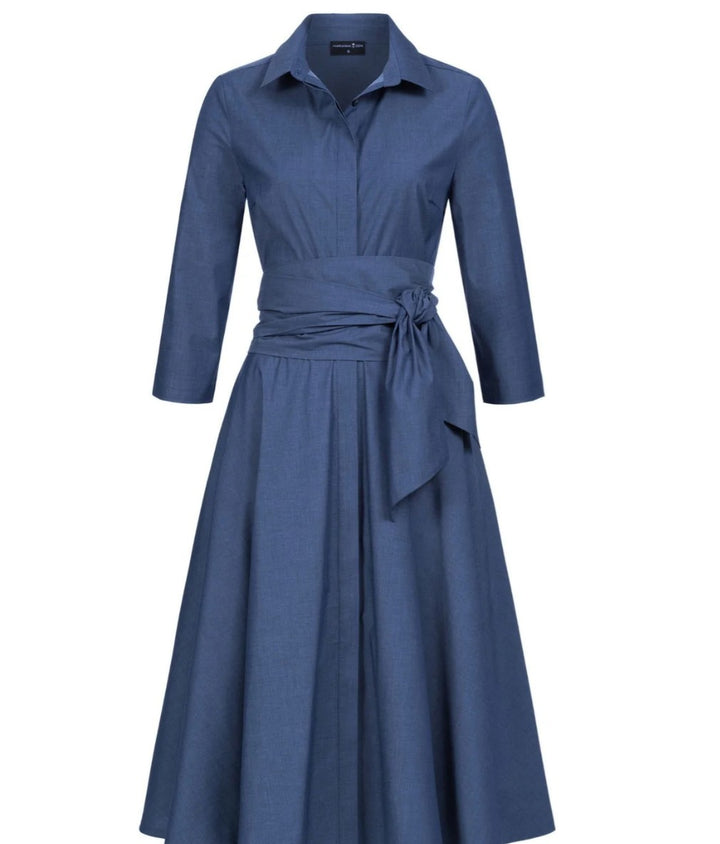 MARIANNA DERI Blusenkleid mit Bindegürtel, Farbe Jeans Blau