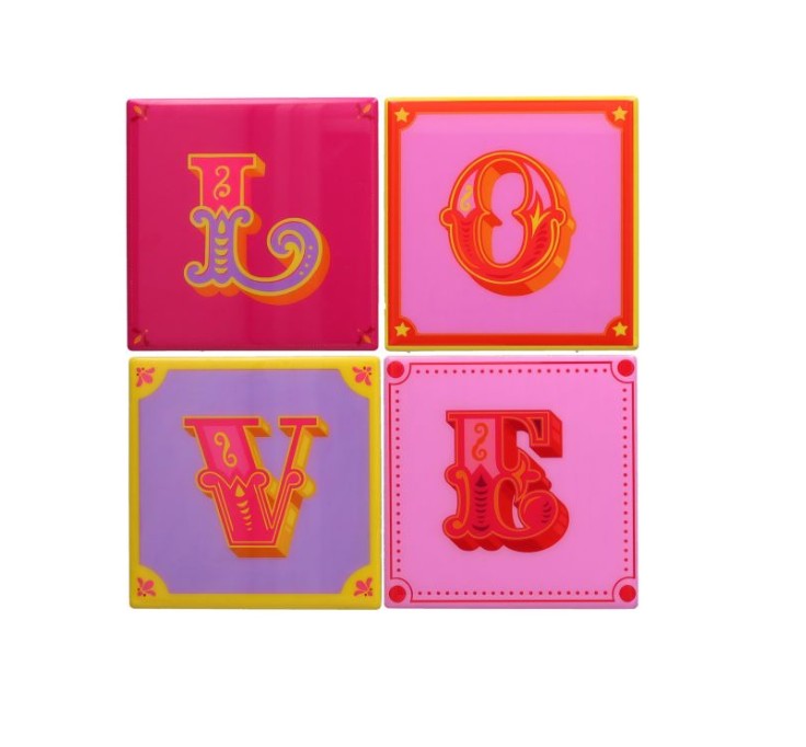 GIFTCOMPANY LOVE TILES Untersetzer 4er Set "Love"