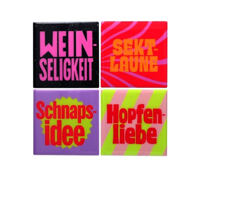 GIFTCOMPANY LOVE TILES Untersetzer 4er Set "Schnapsdrossel"