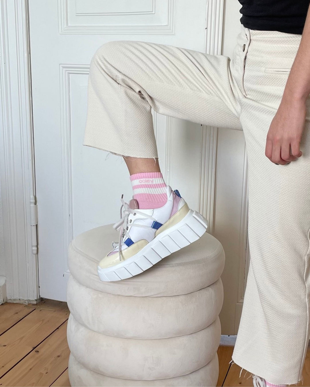 OOLEY Socken MIDI Pastel - Vanilla Pink Doppelpack