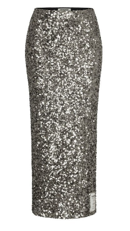 LIV BERGEN Pailletten Rock Farbe Silber
