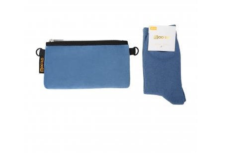 MOO ILO LUREX SOCKEN in kleiner Neonpren Tasche, Farbe Blau