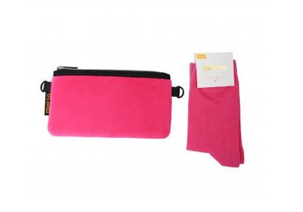 MOO ILO LUREX SOCKEN in kleiner Neonpren Tasche, Farbe Pink