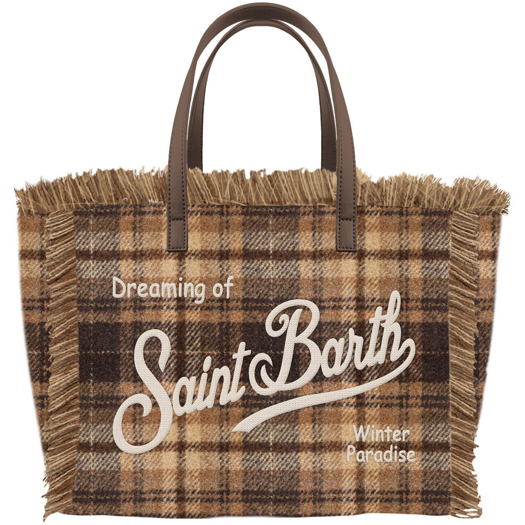 MC2 SAINT BARTH Tasche Vanity Tartan Wool Braunes Karo