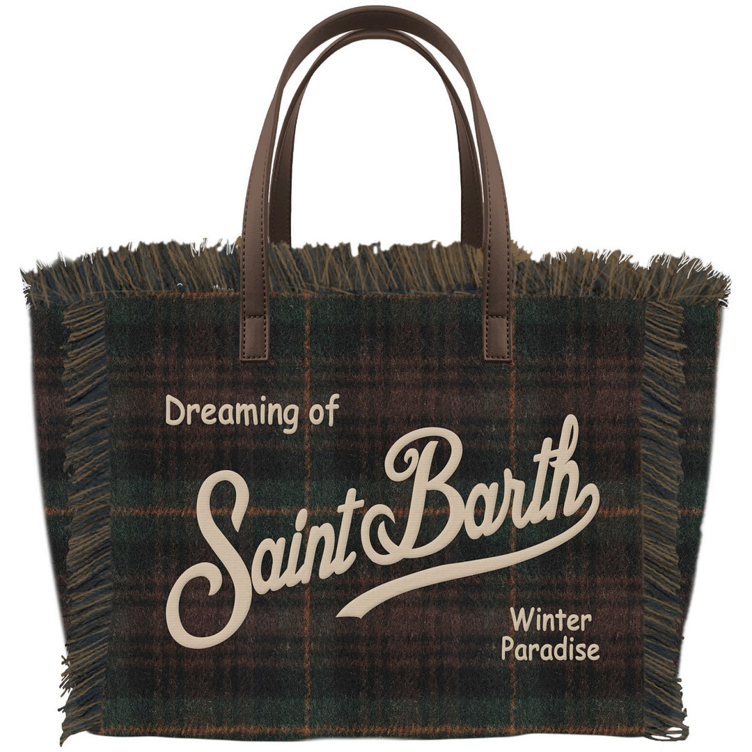 MC2 SAINT BARTH Tasche Vanity Tartan Wool Dunkles Karo