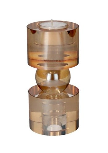 TEELICHT-/KERZENHALTER SARI, Kristallglas, Farbe Amber Braun