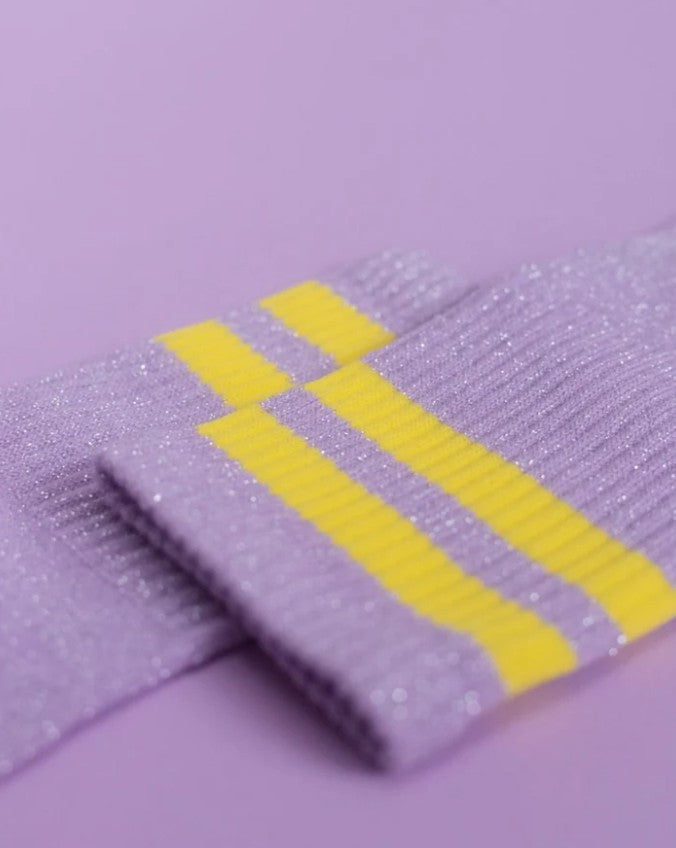 OOLEY Socken Starlight Glitter Banana Gelb / Flieder