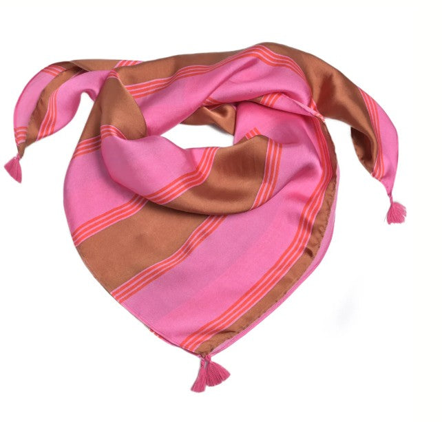 CUTE STUFF Tuch Bandana Seide Labyrinth Braun/Pink