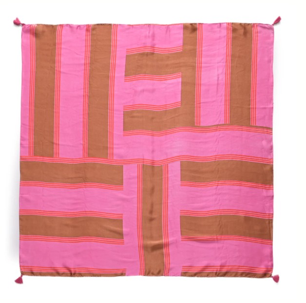 CUTE STUFF Tuch Bandana Seide Labyrinth Braun/Pink