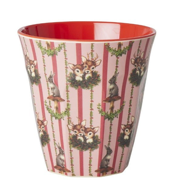 RICE Becher Melamin, Größe Medium, XMAS mit Reh