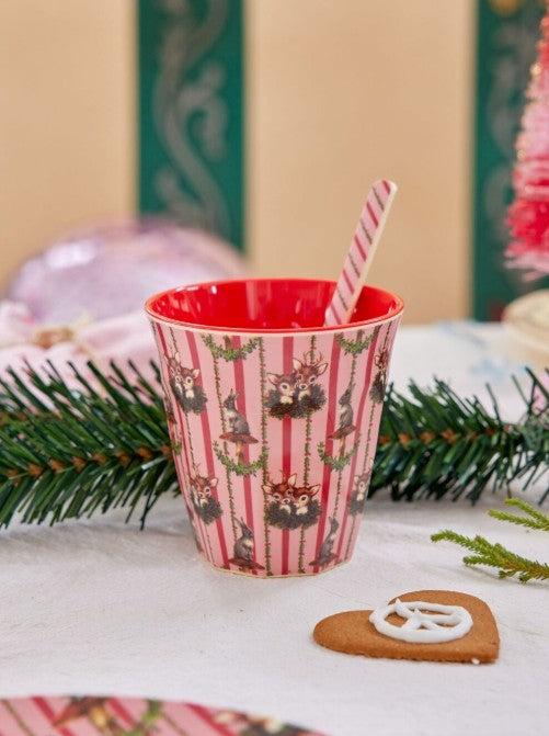 RICE Becher Melamin, Größe Medium, XMAS mit Reh