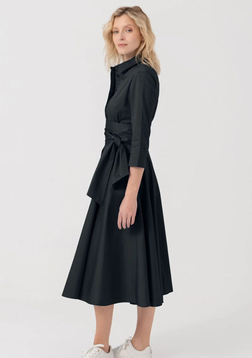 MARIANNA DERI Blusenkleid mit Bindegürtel, Farbe Schwarz