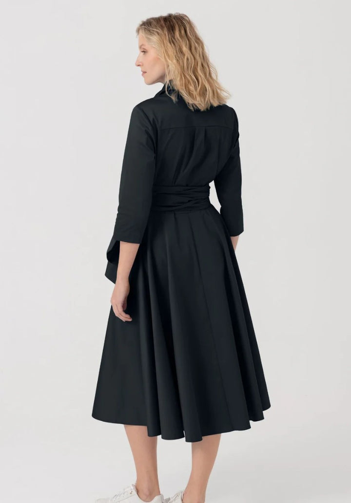 MARIANNA DERI Blusenkleid mit Bindegürtel, Farbe Schwarz