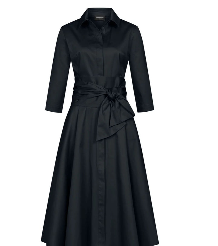 MARIANNA DERI Blusenkleid mit Bindegürtel, Farbe Schwarz