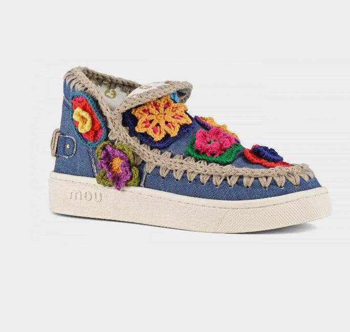 MOU Boot Summer eskimo sneaker crochet flowers, Häkelblümchen, ungefüttert