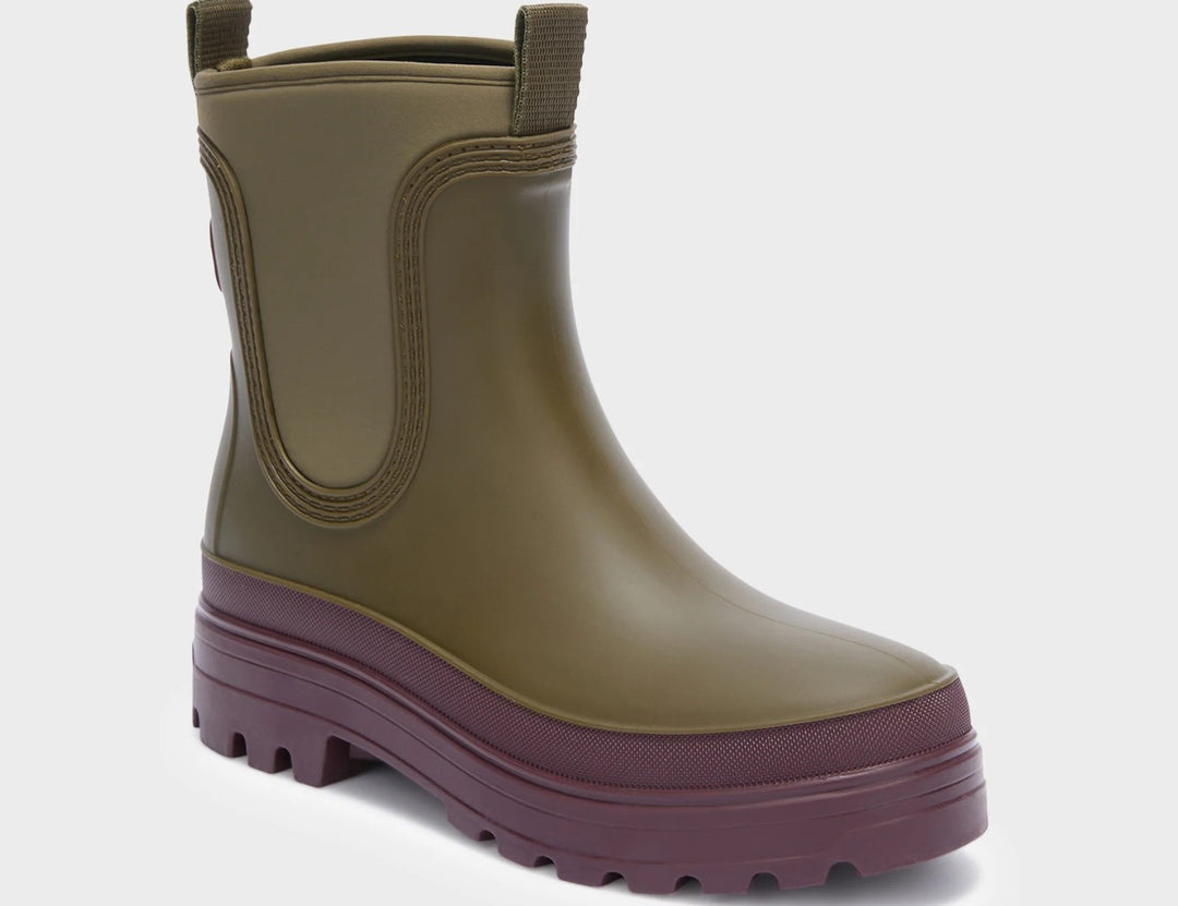 SCHOLL Gummistiefel Boots mit Filzeinlage, Farbe Khaki/Bordeaux